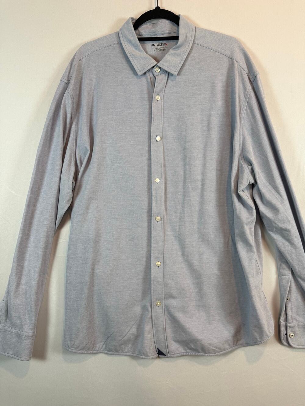 UNTUCKit Men’s 3XL XXXL Blue Gray Oxford Cotton Long Sleeve Button Down Shirt